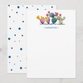 Waterverf Cactus Persoonlijk Briefpapier Notitiekaartje (Voorkant / Achterkant)