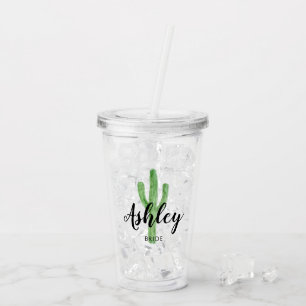 Waterverf Cactus Persoonlijke bride Acryl Drinkbeker