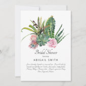 Waterverf Cactus Pink Floral White Vrijgezellenfee Kaart (Voorkant)