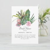 Waterverf Cactus Pink Floral White Vrijgezellenfee Kaart (Staand voorkant)