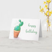 Waterverf Cactus Plant Birthday Card Kaart (Gele Bloem)