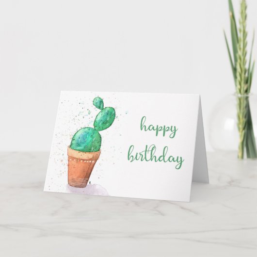 Waterverf Cactus Plant Birthday Card Kaart (Voorkant)