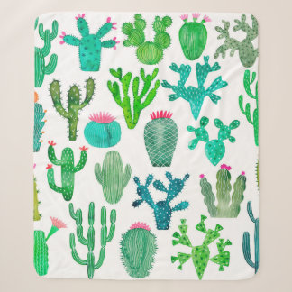 Waterverf cactus plant set, cacti flower illustra sherpa deken