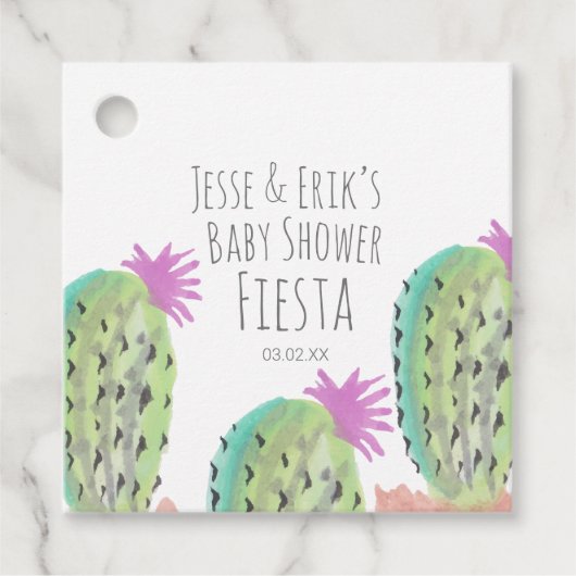 Waterverf Cactus Planten handgeschilderd Baby show Bedankjes Labels (Voorkant)