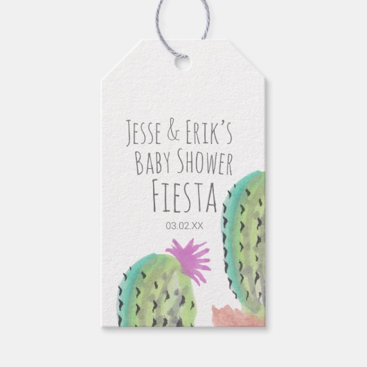 Waterverf Cactus Planten handgeschilderd Baby show Cadeaulabel (Voorkant)