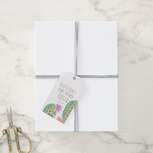 Waterverf Cactus Planten handgeschilderd Baby show Cadeaulabel (Met Touw)