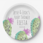 Waterverf Cactus Planten handgeschilderd Baby show Papieren Bordje (Voorkant)