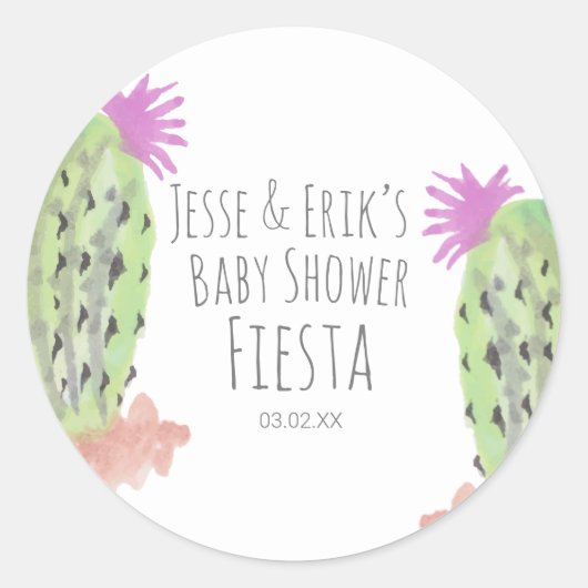 Waterverf Cactus Planten handgeschilderd Baby show Ronde Sticker (Voorkant)