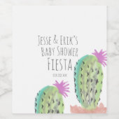 Waterverf Cactus Planten handgeschilderd Baby show Wijn Etiket (Enkel label)