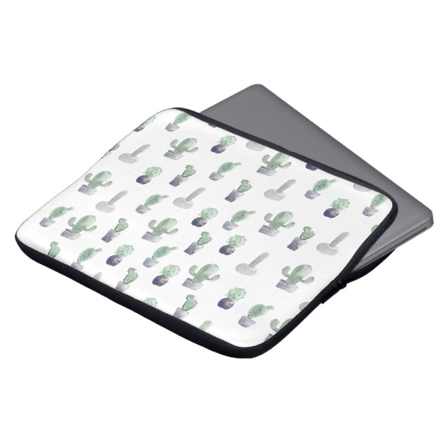 Waterverf Cactus Planten Laptop Sleeve (Voorkant top)
