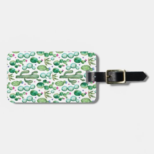 Waterverf Cactus Planten Patroon Bagagelabel (Voorkant horizontaal)