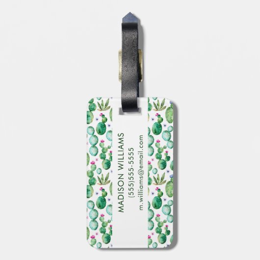 Waterverf Cactus Planten Patroon Bagagelabel (Achterkant verticaal)