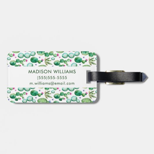 Waterverf Cactus Planten Patroon Bagagelabel (Achterkant horizontaal)