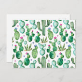 Waterverf Cactus Planten Patroon Briefkaart (Voorkant / Achterkant)
