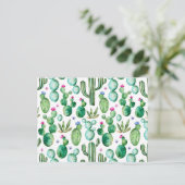 Waterverf Cactus Planten Patroon Briefkaart (Staand voorkant)