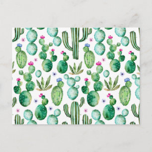 Waterverf Cactus Planten Patroon Briefkaart