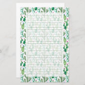 Waterverf Cactus Planten Patroon Briefpapier (Voorkant / Achterkant)