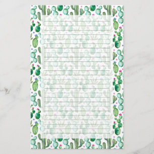 Waterverf Cactus Planten Patroon Briefpapier