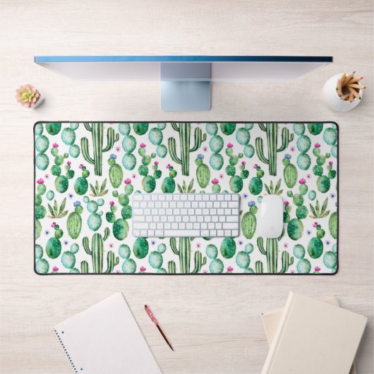 Waterverf Cactus Planten Patroon Bureaumat (Kantoor 1)