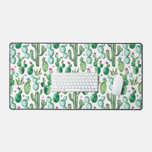 Waterverf Cactus Planten Patroon Bureaumat (Keyboard & Muis)