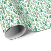 Waterverf Cactus Planten Patroon Cadeaupapier (Rol Hoek)