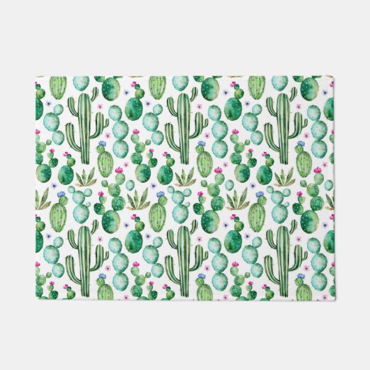 Waterverf Cactus Planten Patroon Deurmat (Voorkant)