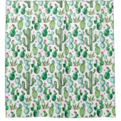 Waterverf Cactus Planten Patroon Douchegordijn (Voorkant)