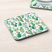 Waterverf Cactus Planten Patroon Drankjes Onderzetter (Linkerzijde)