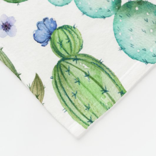 Waterverf Cactus Planten Patroon Fleece Deken (Hoek)