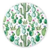 Waterverf Cactus Planten Patroon Keramische Knop (Voorkant)