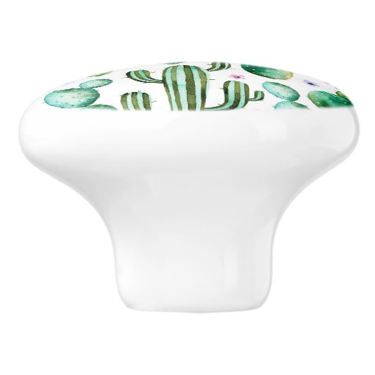 Waterverf Cactus Planten Patroon Keramische Knop (Zijkant)