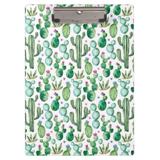 Waterverf Cactus Planten Patroon Klembord (Voorkant)