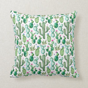 Waterverf Cactus Planten Patroon Kussen