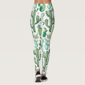 Waterverf Cactus Planten Patroon Leggings (Achterkant)