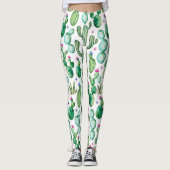 Waterverf Cactus Planten Patroon Leggings (Voorkant)