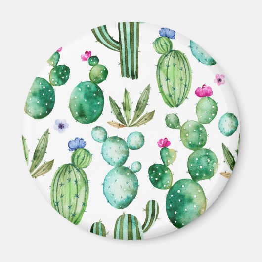 Waterverf Cactus Planten Patroon Magneet (Voorkant)