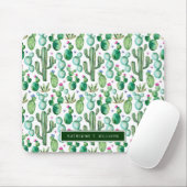 Waterverf Cactus Planten Patroon Muismat (Met muis)