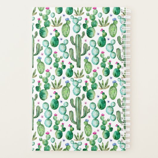 Waterverf Cactus Planten Patroon Planner (Achterkant)