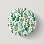 Waterverf Cactus Planten Patroon Ronde Button 3,2 Cm (Voorkant)