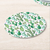 Waterverf Cactus Planten Patroon Ronde Kartonnen Onderzetter (Gebogen)