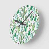 Waterverf Cactus Planten Patroon Ronde Klok (Hoek)
