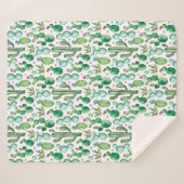 Waterverf Cactus Planten Patroon Sherpa Deken (Voorkant (horizontaal))