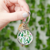 Waterverf Cactus Planten Patroon Sleutelhanger (Hand)