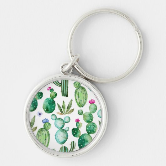 Waterverf Cactus Planten Patroon Sleutelhanger (Voorkant)