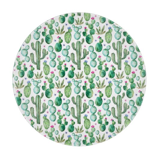 Waterverf Cactus Planten Patroon Snijplank (Voorkant)