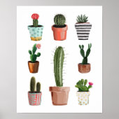 Waterverf Cactus Planten Poster (Voorkant)