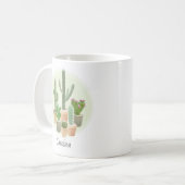 Waterverf Cactus Planten Succulent Custom Name Koffiemok (Voorkant links)