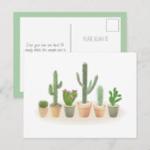 Waterverf Cactus Planter Cute Cacti Row Note Briefkaart (Voorkant / Achterkant)