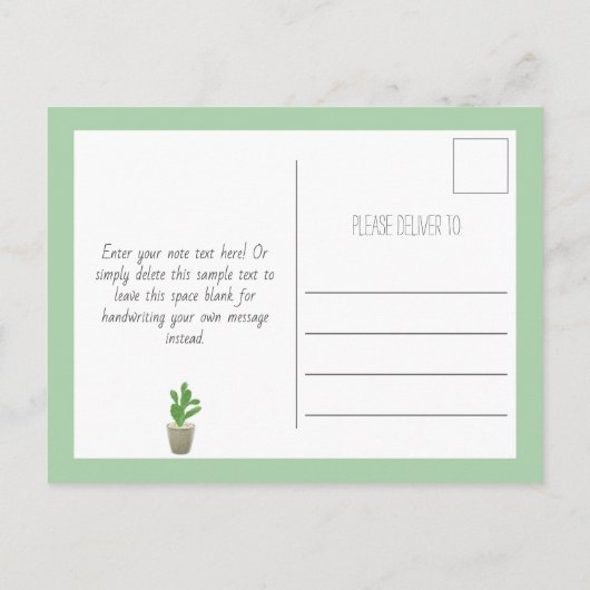 Waterverf Cactus Planter Cute Cacti Row Note Briefkaart (Achterkant)