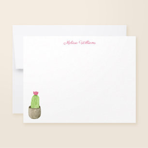 Waterverf Cactus Planter Gepersonaliseerd Briefpap Notitiekaartje